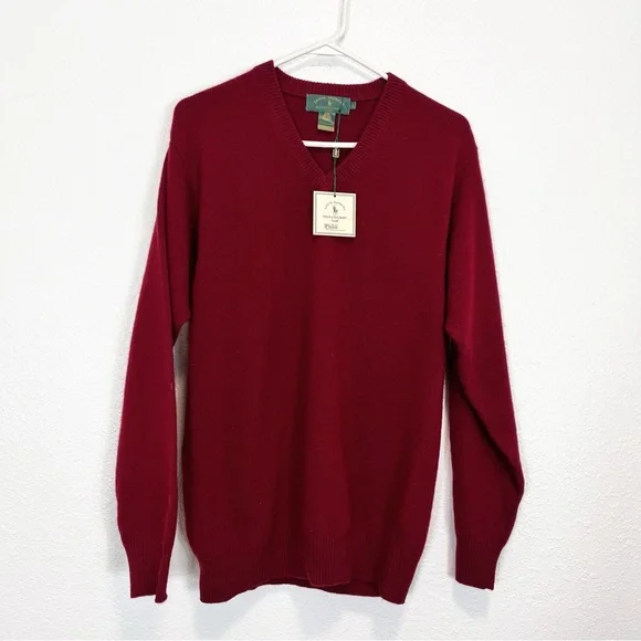 Ralph Lauren Santa Barbara Racquet Club Woolmark Wool Burgundy Sweater L - Picture 1 of 7
